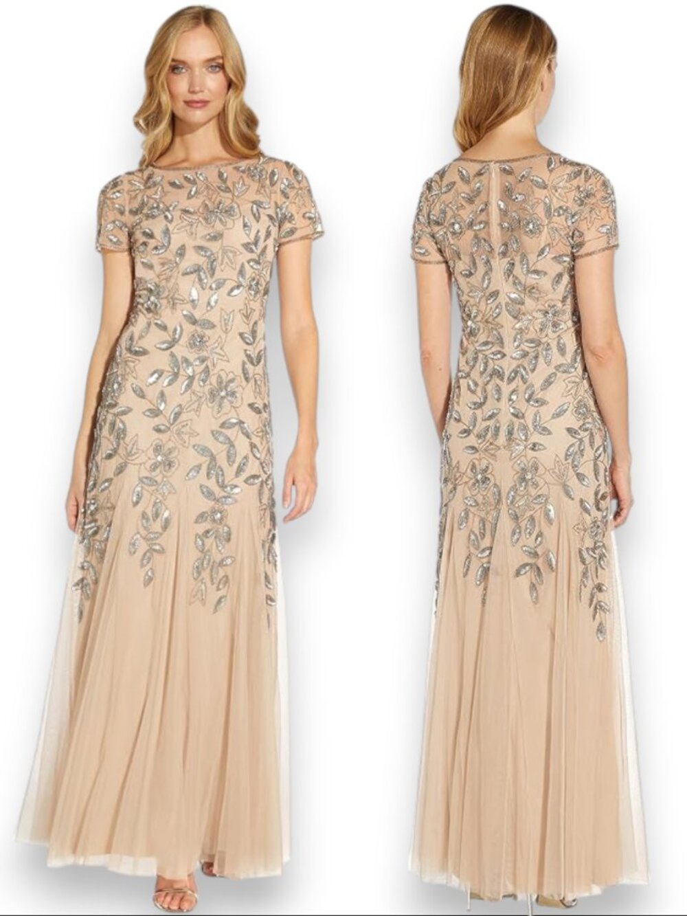 Adrianna Papell Mikado Dress Gown Mother of the Bride Formal Wedding Guest Sz 12